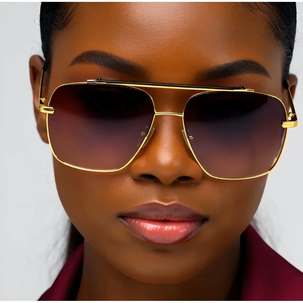 Sunglasses Women Fashion Square Gold Frame Shades Trendy Street Wear Lentes 2026